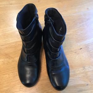 Cobb Hill Black Leather Ruched Ankle Boot